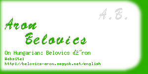 aron belovics business card